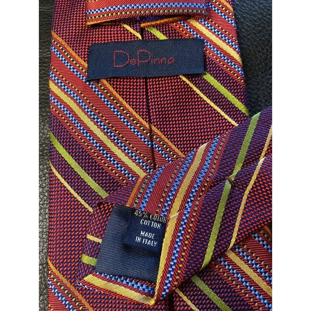 De Dinno Red Stripe Tie Classic Lawyer Interview Christmas Valentine Silk/Cotton